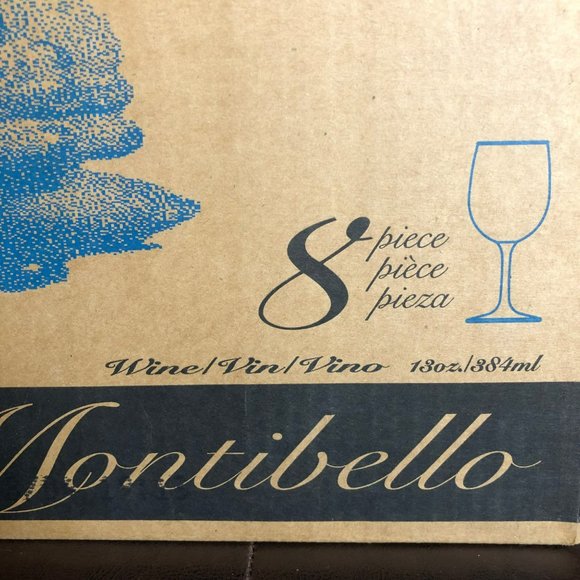 NOS Libbey NIB Set of 8 Montibello Mediterranean Blue 13oz Wine Glasses - Picture 2 of 5